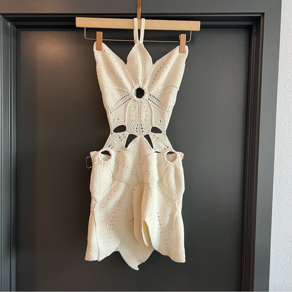 Cult Gaia Floreana Knit Mini Dress in Off White Size Small - Picture 4 of 13